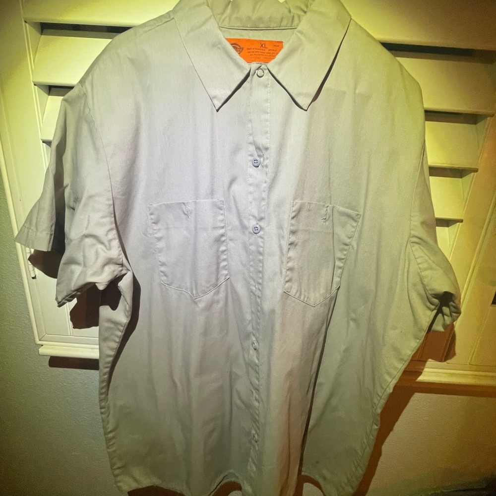 Dickies Light Gray Short Sleeve Button-Up Shirt
